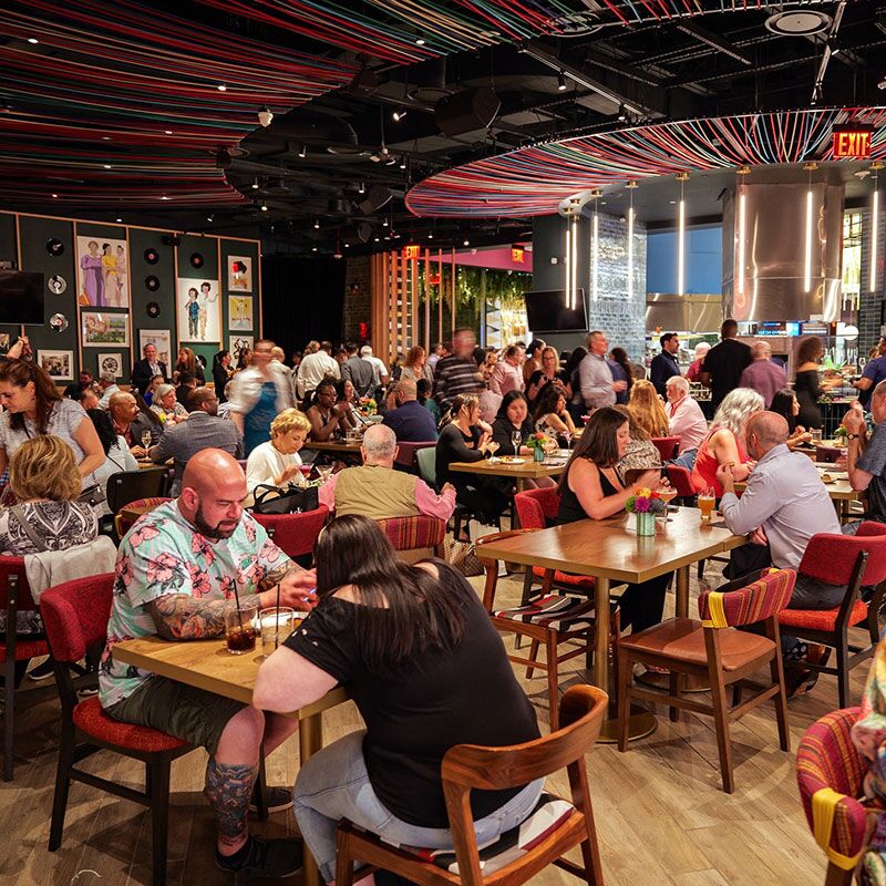 Diners seated in the dining room at Marcus Live! Bar & Grill at American Dream in East Rutherford, New Jersey.